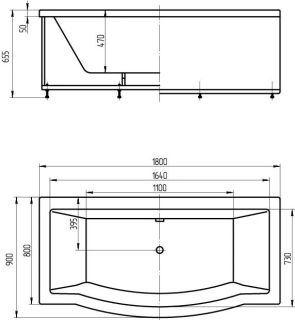 Акриловая ванна Aquatek Гелиос GEL180-0000067 180х90 см с фронтальным экраном сборно-разборный сварной каркас
